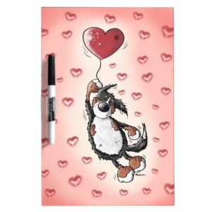 Funny Bernese Mountain Dog With Heart Balloon Dry-Erase Board