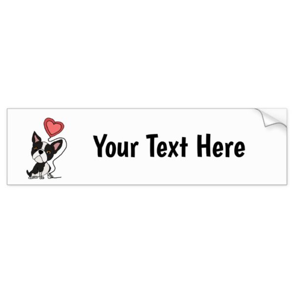 Funny Boston Terrier Love Cartoon Bumper Sticker