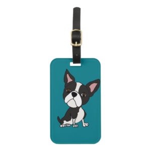 Funny Boston Terrier Puppy Dog Cartoon Bag Tag