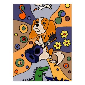 Funny Cavalier King Charles Spaniel Dog Abstract Postcard