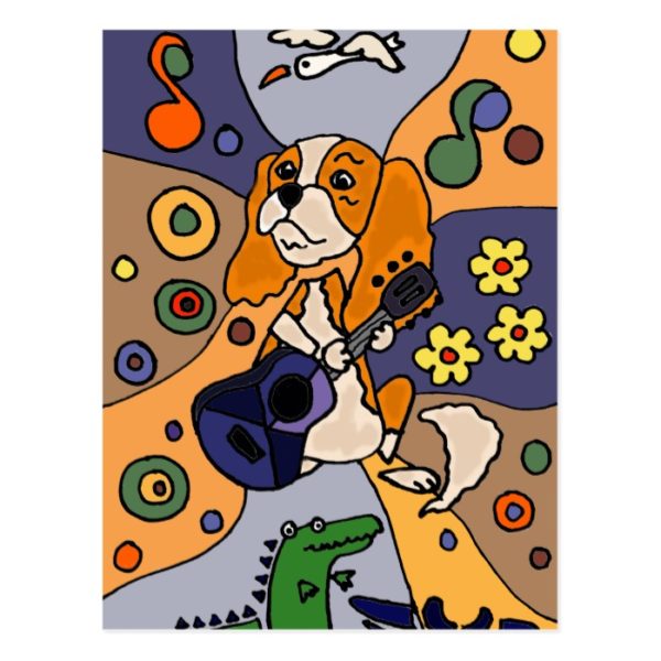 Funny Cavalier King Charles Spaniel Dog Abstract Postcard