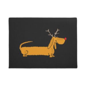 Funny Christmas Dachshund Reindeer Doormat