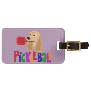 Funny Cocker Spaniel with Pickleball Paddle Bag Tag