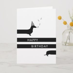 Funny Dachshund with party hat Happy Birthday Card