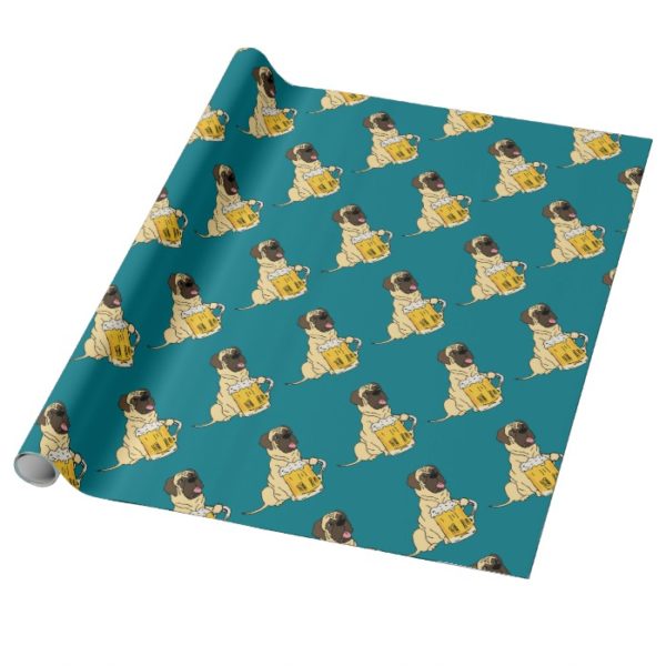 Funny English Mastiff Drinking Beer Wrapping Paper