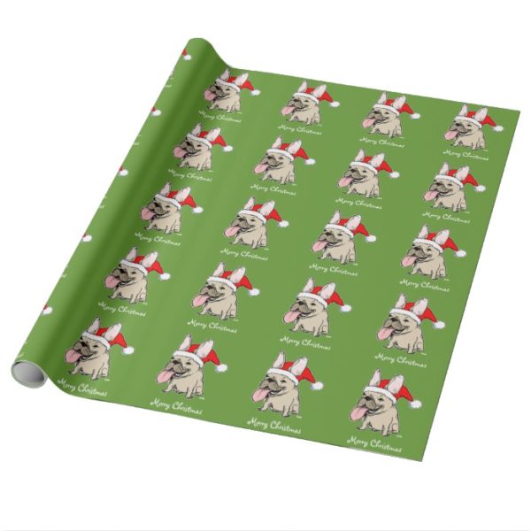Funny French Bulldog Santa Christmas Pattern Cute Wrapping Paper