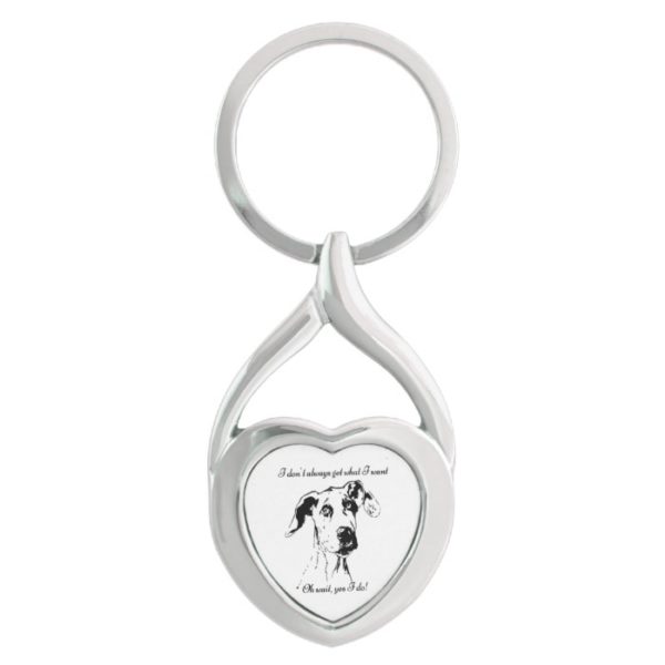 Funny Great Dane Spoiled Dog Humor Quote Keychain