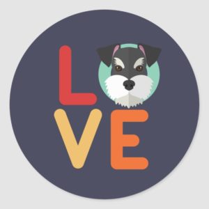 Funny I Love Miniature Schnauzer I Heart Dog Lover Classic Round Sticker