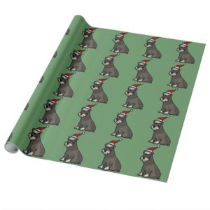 Funny Schnauzer in Christmas Hat Wrapping Paper
