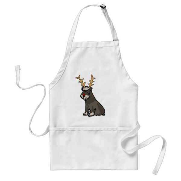 Funny Schnauzer with Reindeer Antlers Christmas Adult Apron