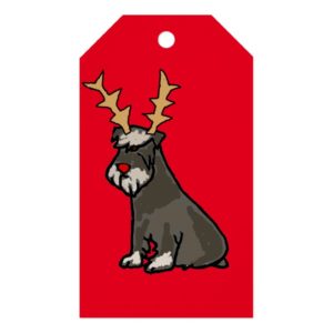 Funny Schnauzer with Reindeer Antlers Christmas Gift Tags