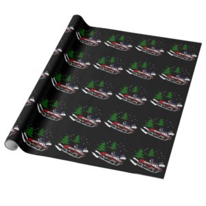 Funny Siberian Husky Dog Riding on Sled Wrapping Paper
