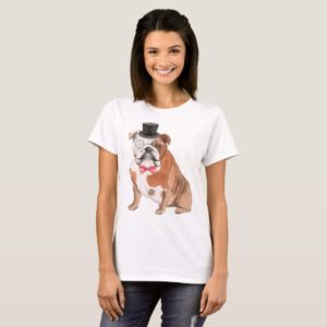 Funny Whimsical Dapper English Bulldog T-Shirt