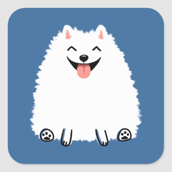 Funny White Pomeranian Square Sticker