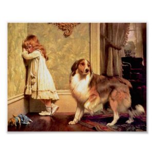 Girl with Pet Sheltie: "A Special Pleader" Poster
