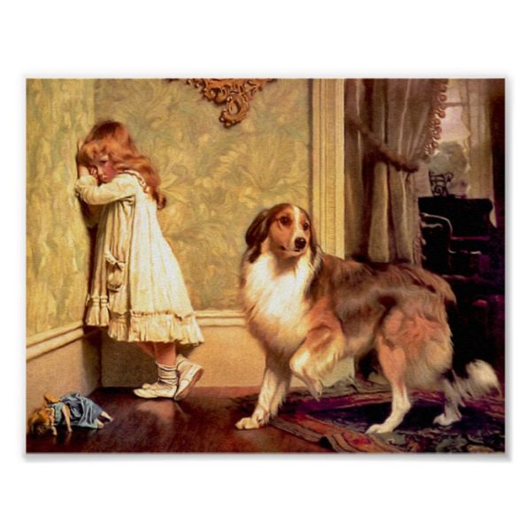 Girl with Pet Sheltie: "A Special Pleader" Poster