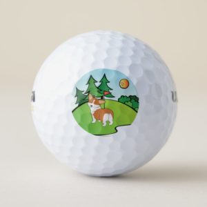 Golfing Corgi Butt Cartoon Golf Balls