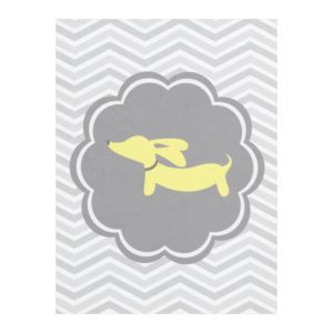 Gray & Yellow Wiener Dog Dachshund Baby Blanket