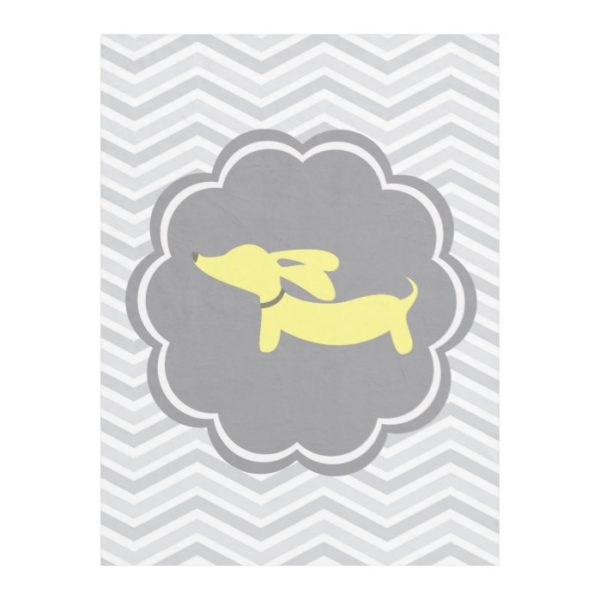 Gray & Yellow Wiener Dog Dachshund Baby Blanket