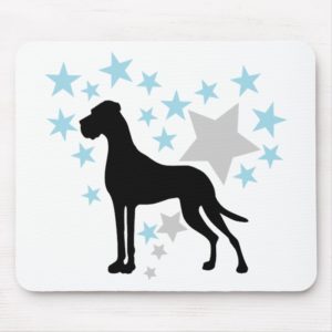 Great Dane and a Star Heart Mouse Pad