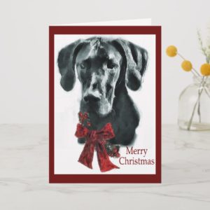 Great Dane Black Christmas Gifts Holiday Card