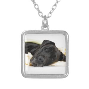 Great dane - black/German Dogge - black Silver Plated Necklace