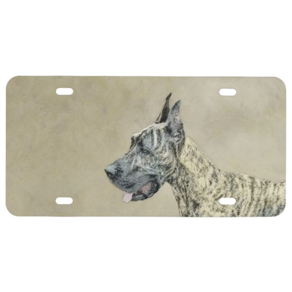 Great Dane (Brindle) Painting - Original Dog Art License Plate