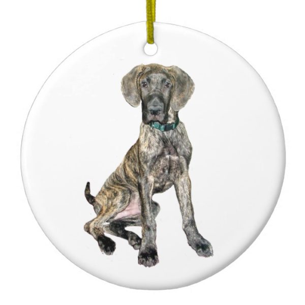 Great Dane Brindle Puppy Ceramic Ornament