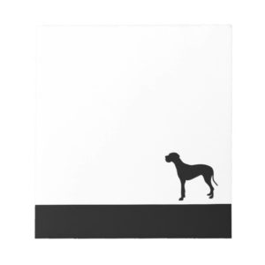 Great Dane dog black silhouette notepad