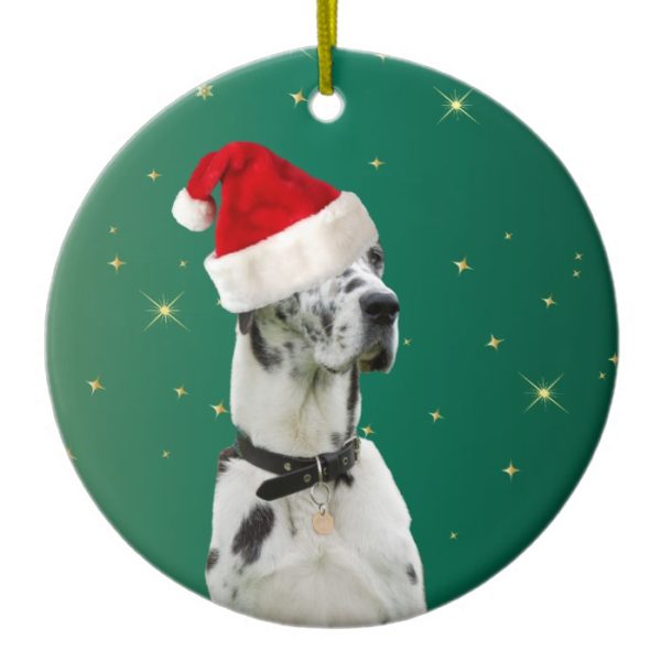 Great Dane dog christmas holiday ornament green