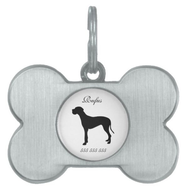 Great Dane dog custom name & phone no. dog id tag