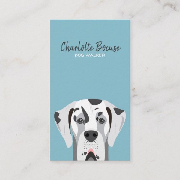 Great Dane Dog Harlequin Black and White Business Card