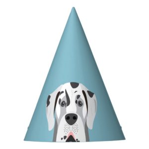 Great Dane Dog Harlequin Black and White Party Hat