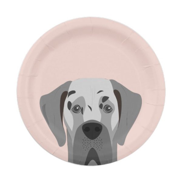 Great Dane Dog Portrait Paper Plate