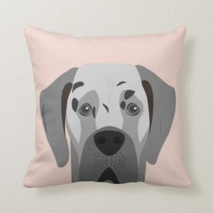 Great Dane Dog Portrait Throw Pillow