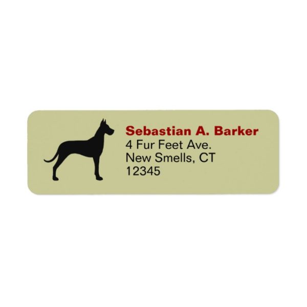 Great Dane Dog Silhouette Return Address Labells Label