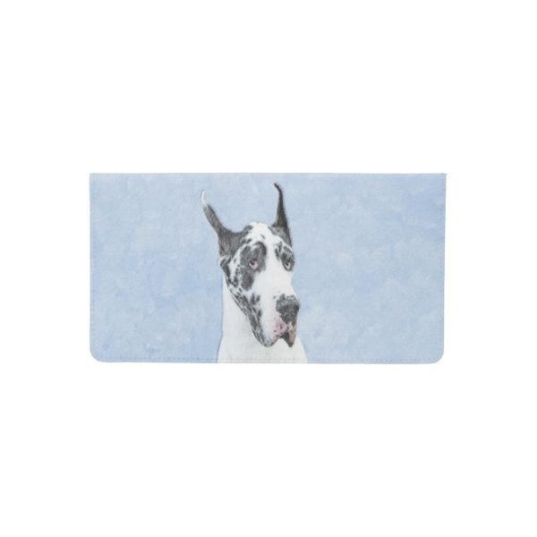 Great Dane (Harlequin) Painting - Original Dog Art Checkbook Cover