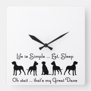 Great Dane Humor Eat Sleep  Dog Pet Animal Square Wall Clock