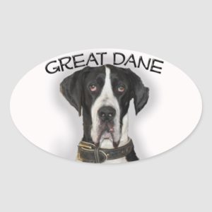 Great Dane - Natural Ears Oval Sticker