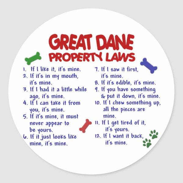 GREAT DANE Property Laws 2 Classic Round Sticker