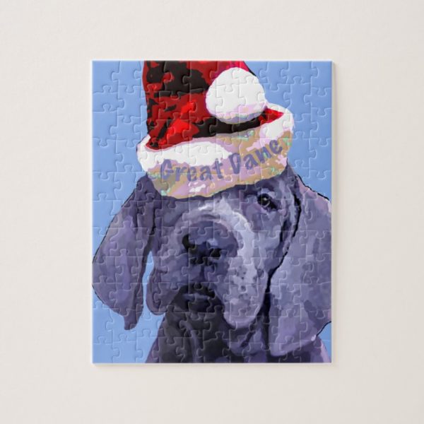 Great Dane Puppy in Santa hat Puzzle