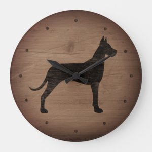 Great Dane Silhouette Rustic Style Large Clock