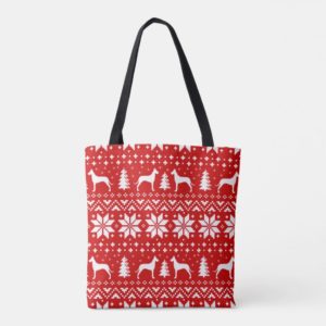 Great Dane Silhouettes Christmas Pattern Tote Bag