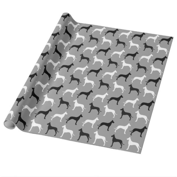 Great Dane Silhouettes Pattern Wrapping Paper