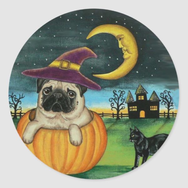 Halloween Pug Dog Stickers