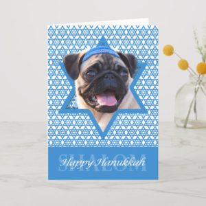 Hanukkah Star of David - Pug Holiday Card