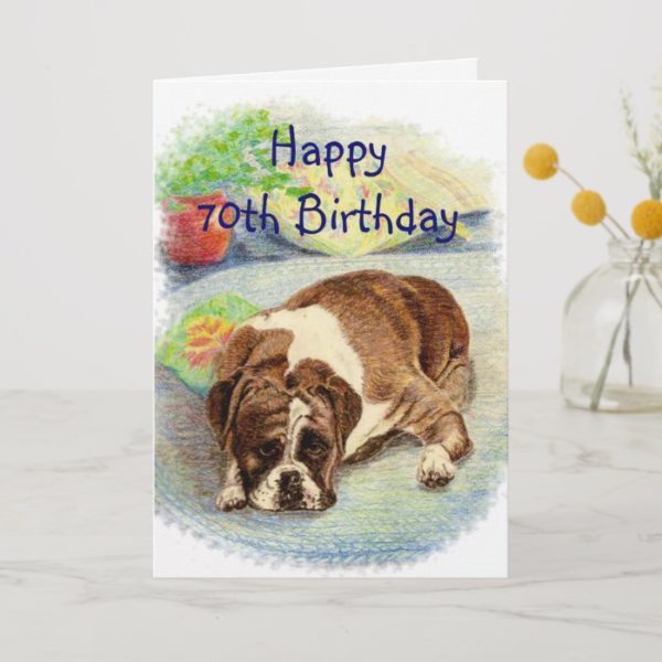 Happy 70th Birthday  Get Excited Humor Boxer Dog Card