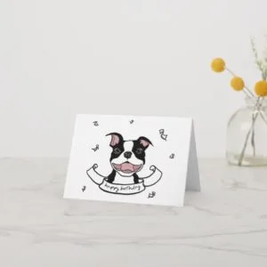 Happy Birthday Boston Terrier Dog Card