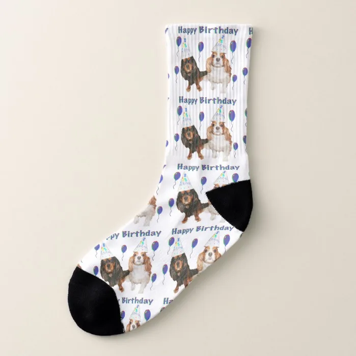 Happy Birthday Cavalier King Charles Spaniel Socks