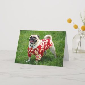 Happy Birthday Pug in a Hawaiian Shirt Card